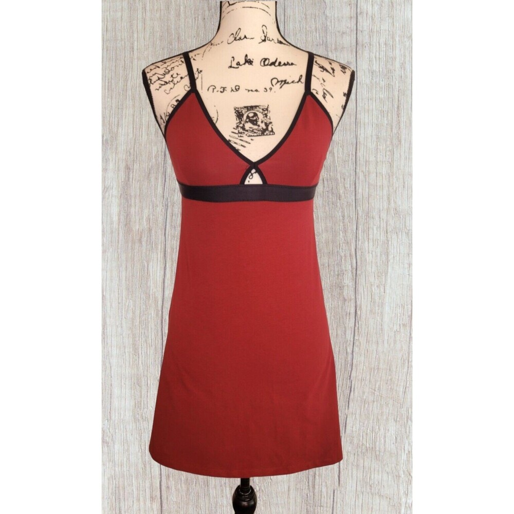 Naked Mini Slip Dress Womens SM Maroon Black Waistband Cut Out Sexy Date Night
